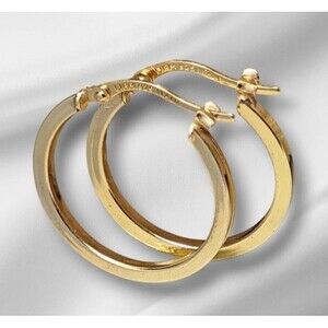 14k Gold Vermeil 925 Sterling Silver ITALY Hoop Earrings Vintage